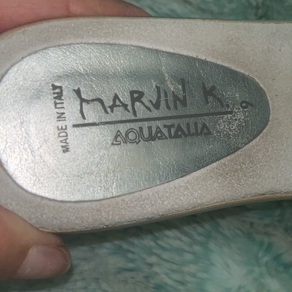 Aquatalia Silver Platform Wedges Marvin K. with Gem Detail - Picture 4 of 4